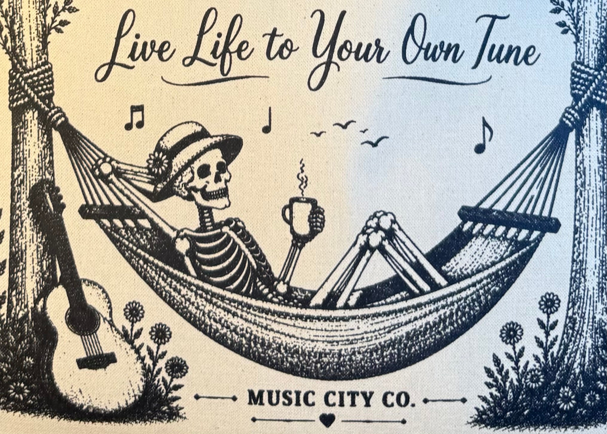 Music City Co. Brand Crossbody Canvas Bag, Live Life to Your Own Tune