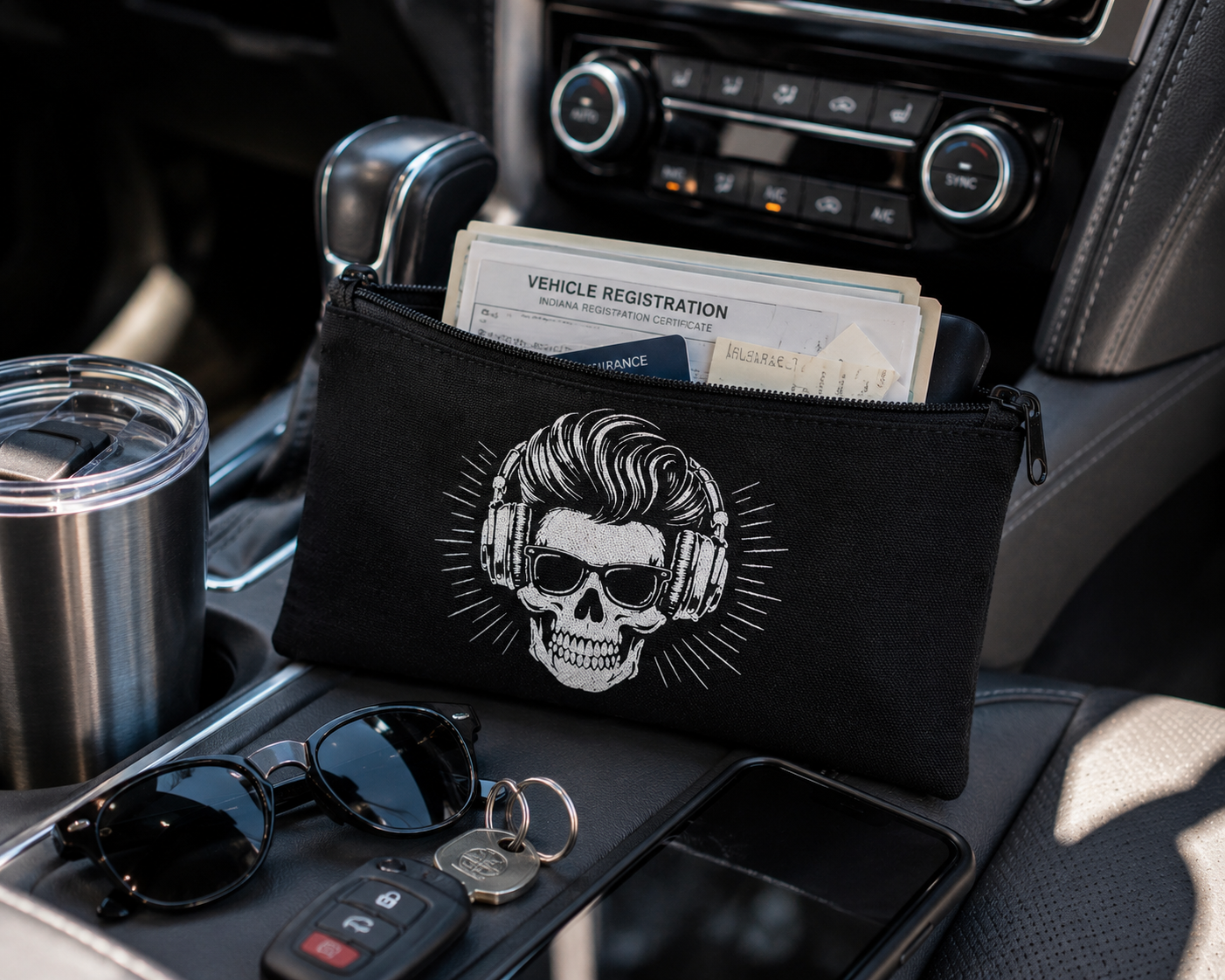 Music City Co. Brand Headphones Skull Small Zip Pouch