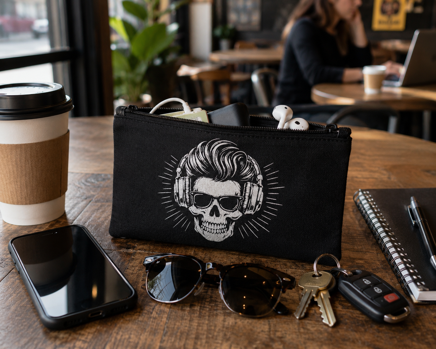 Music City Co. Brand Headphones Skull Small Zip Pouch