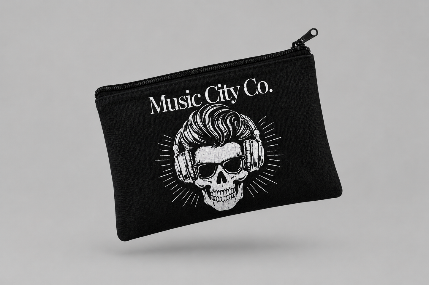 Music City Co. Brand Headphones Skull Large Zip Pouch