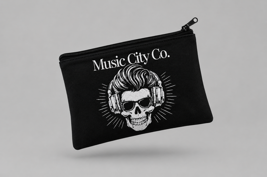 Music City Co. Brand Headphones Skull Large Zip Pouch