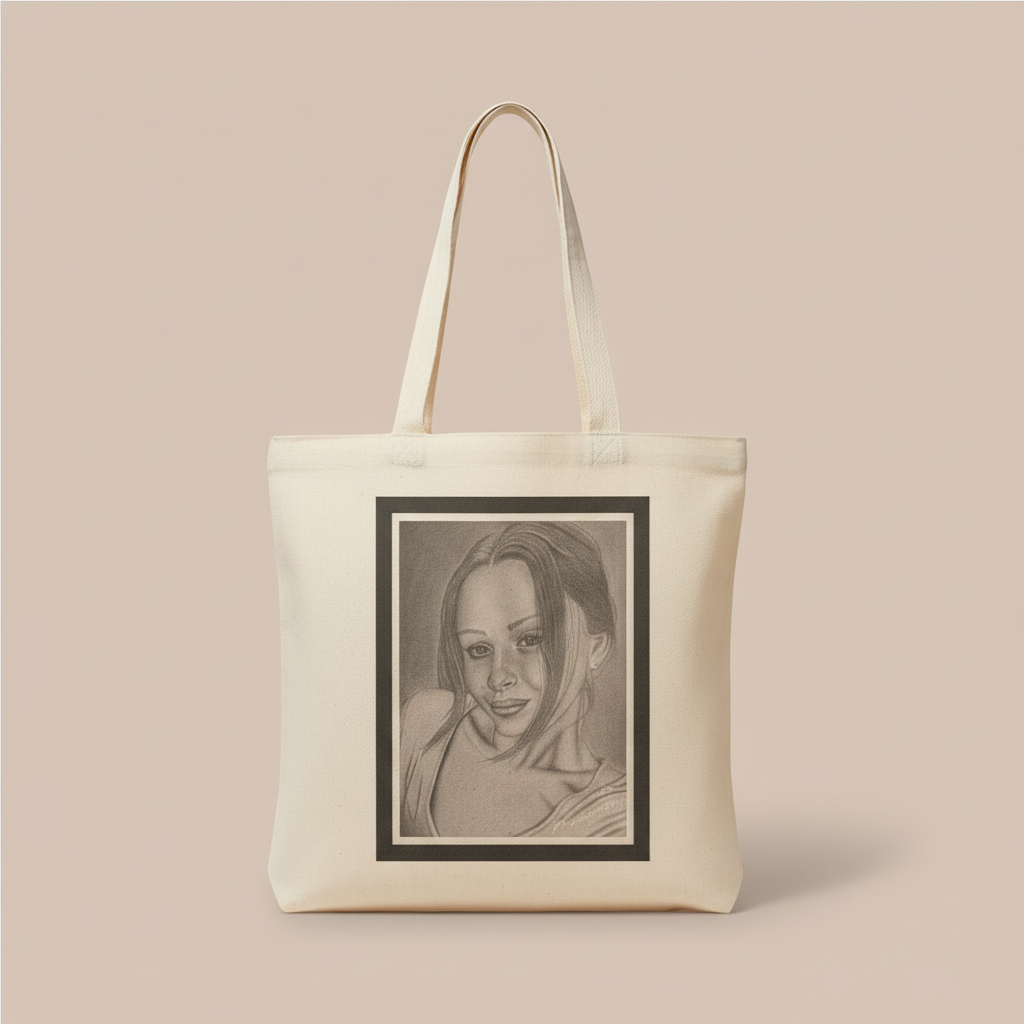 Drawn to Her Brand Canvas Tote – Original Full-Color Line Art with Logo