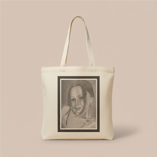 Drawn to Her Brand Canvas Tote – Original Full-Color Line Art with Logo