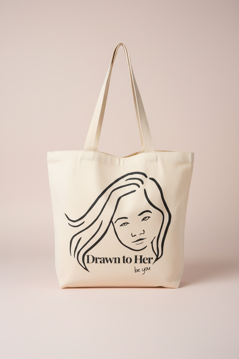 Drawn to Her Brand Canvas Tote – Signature Logo