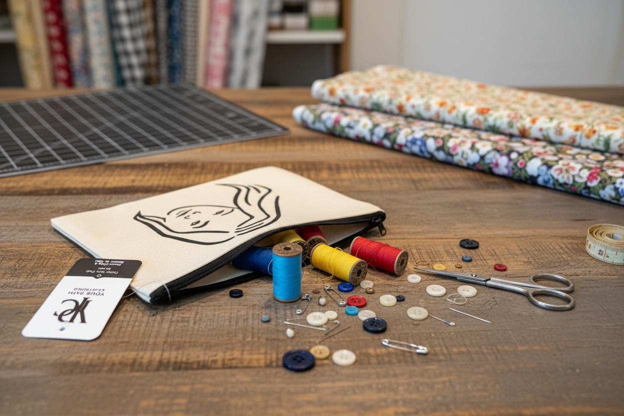 Drawn to Her Brand Canvas Zip Pouch — Large Essentials (9 × 7)