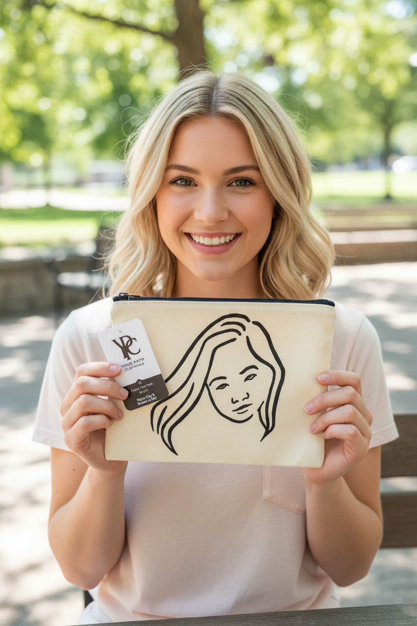Drawn to Her Brand Canvas Zip Pouch — Large Essentials (9 × 7)