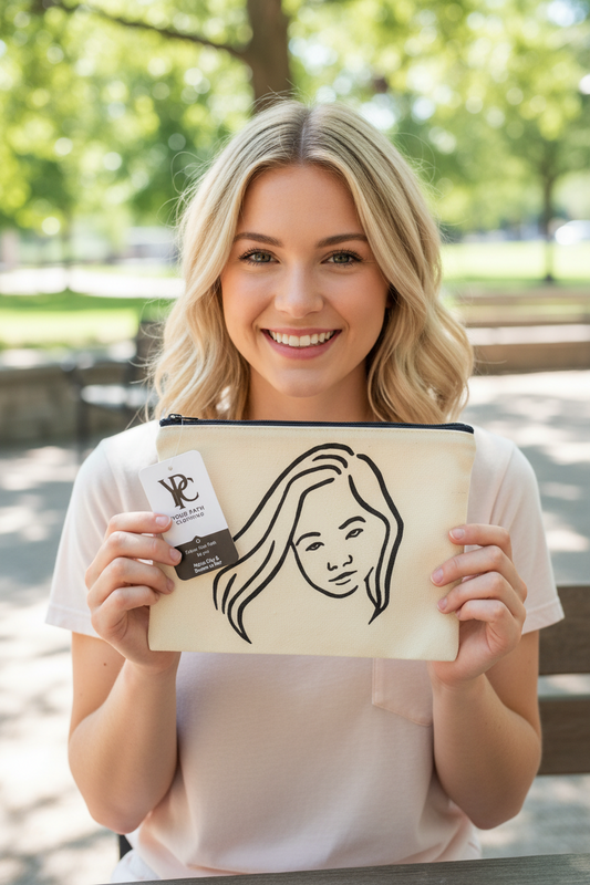 Drawn to Her Brand Canvas Zip Pouch — Large Essentials (9 × 7)