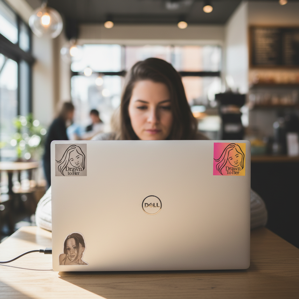 Drawn to Her Brand Vinyl Sticker Pack – 3 Stickers (2 Logo + 1 Full Art)