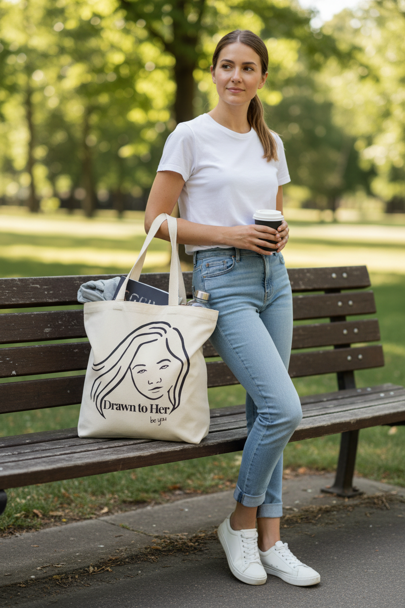 Drawn to Her Brand Canvas Tote – Signature Logo