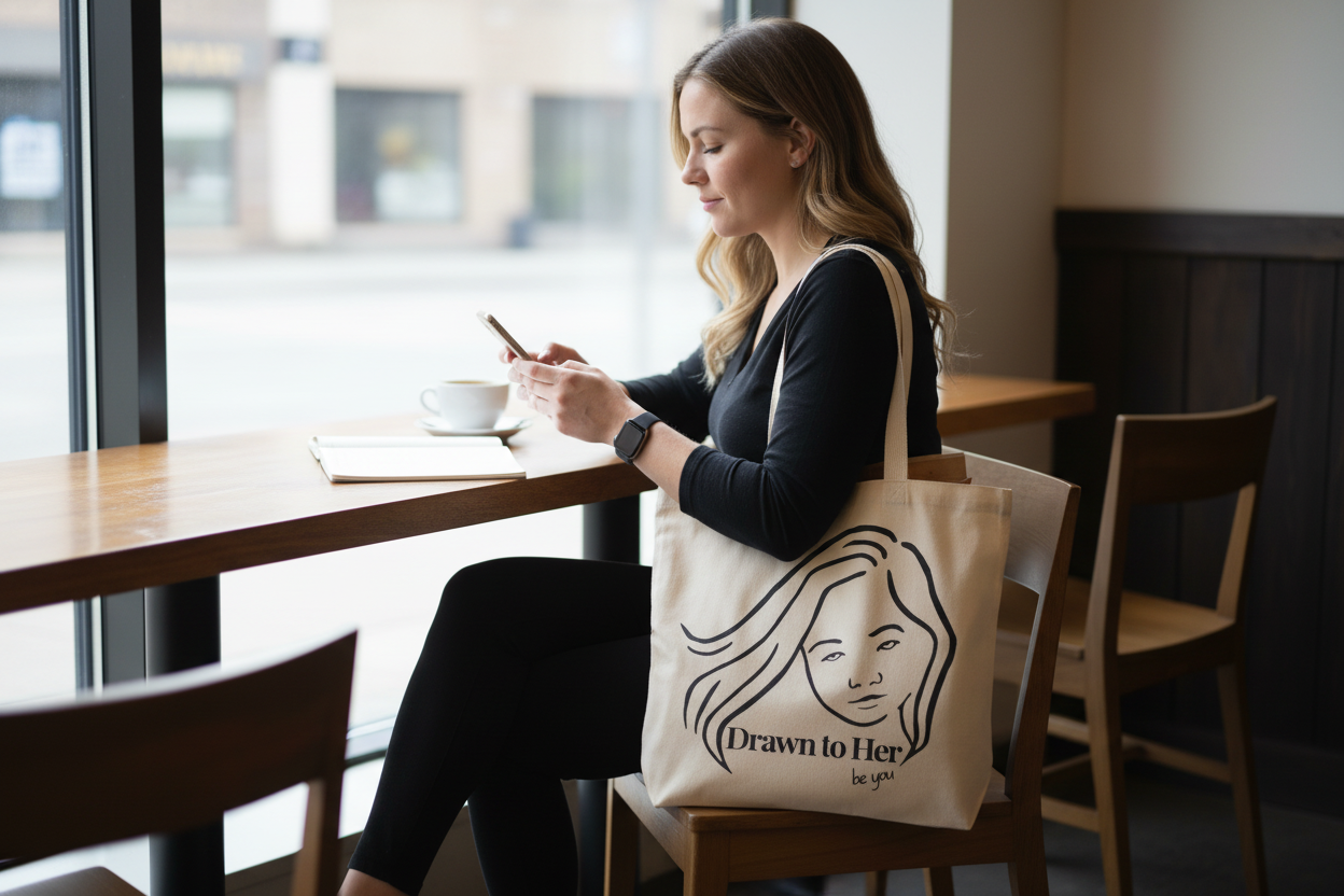 Drawn to Her Brand Canvas Tote – Signature Logo