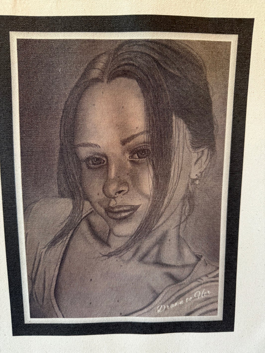 Drawn to Her Brand Canvas Tote – Original Full-Color Line Art with Logo