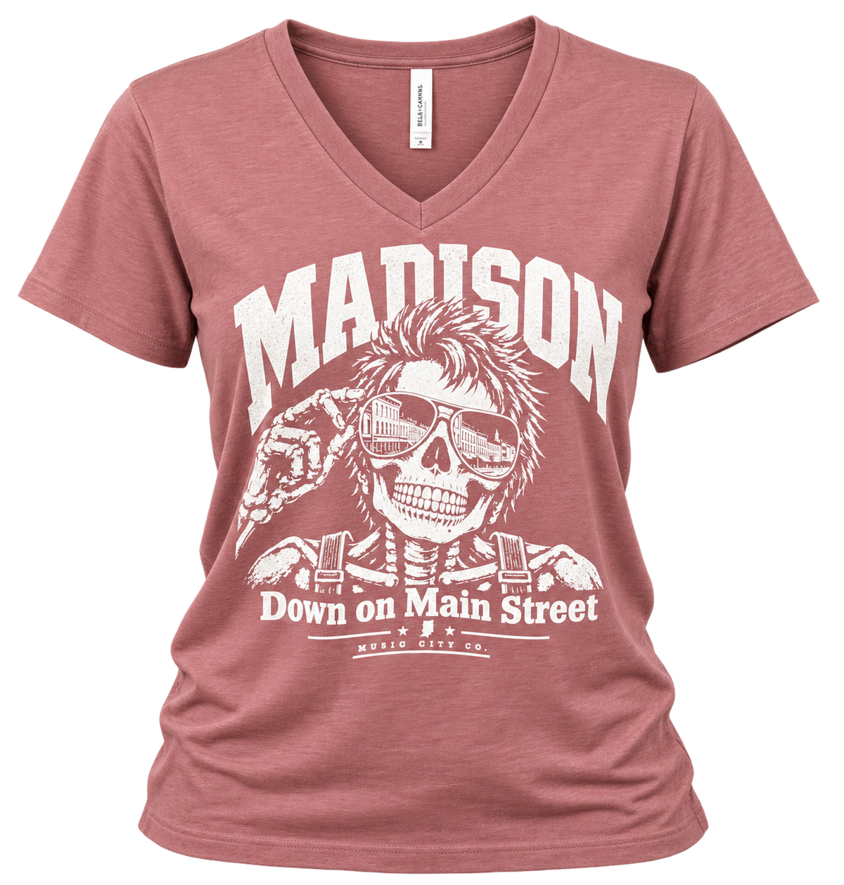 Authentic Ohio Valley — Music City Co. Brand T-Shirt — Down on Main Street— Women's V-Neck T-Shirt