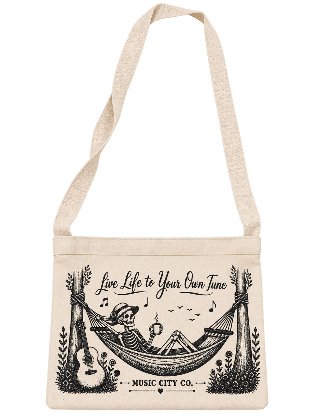 Music City Co. Brand Crossbody Canvas Bag, Live Life to Your Own Tune