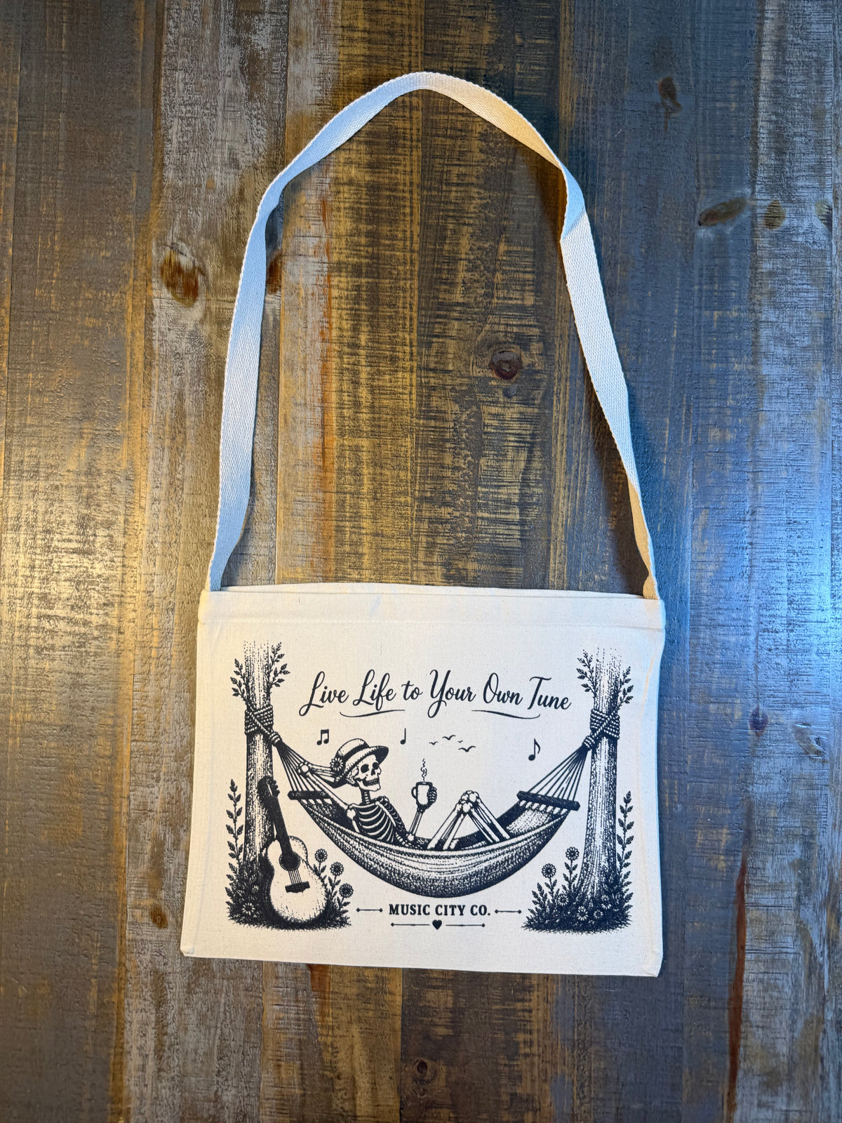 Music City Co. Brand Crossbody Canvas Bag, Live Life to Your Own Tune