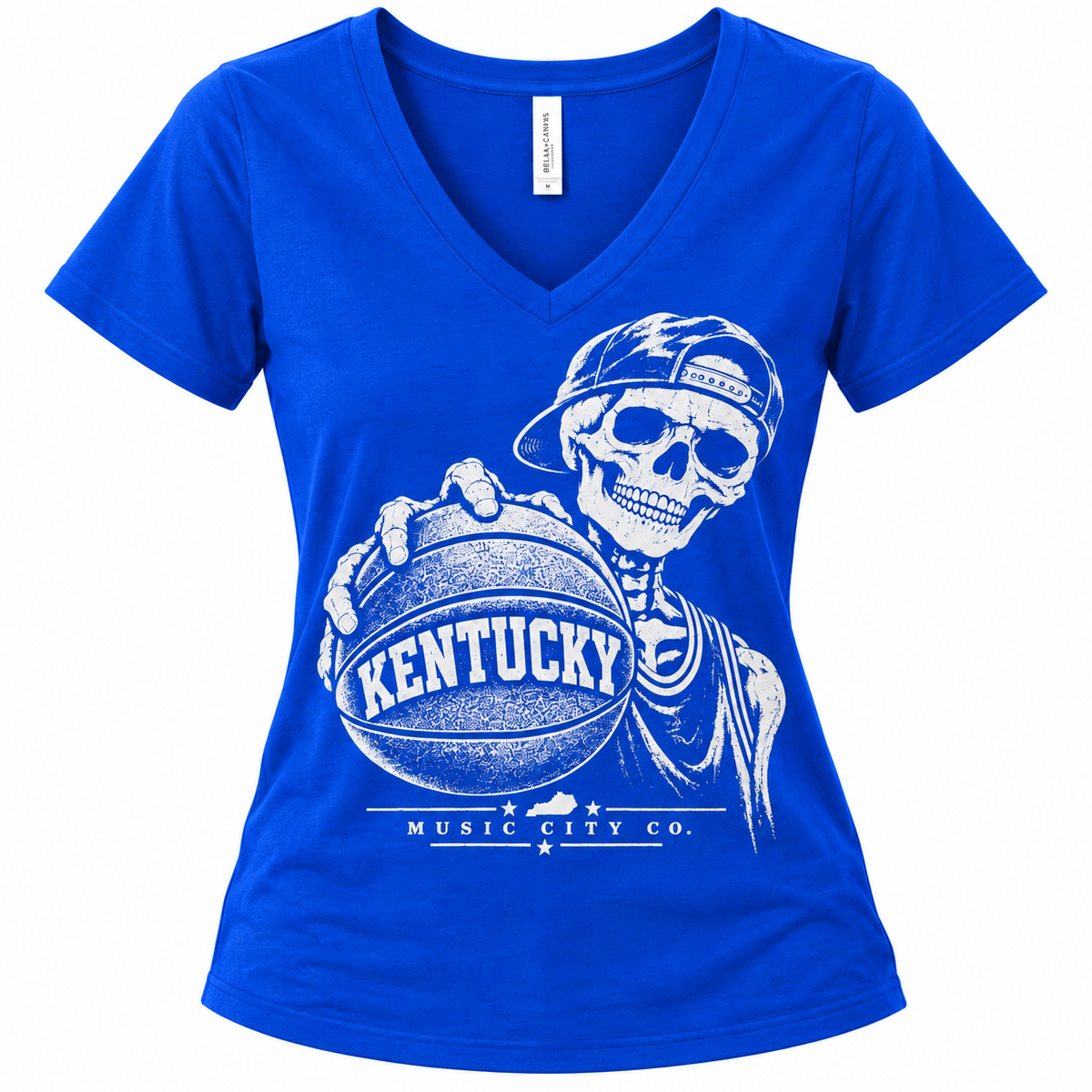 Authentic Ohio Valley — Music City Co. Brand T-Shirt — Kentucky Basketball Skeleton—Women's V-Neck