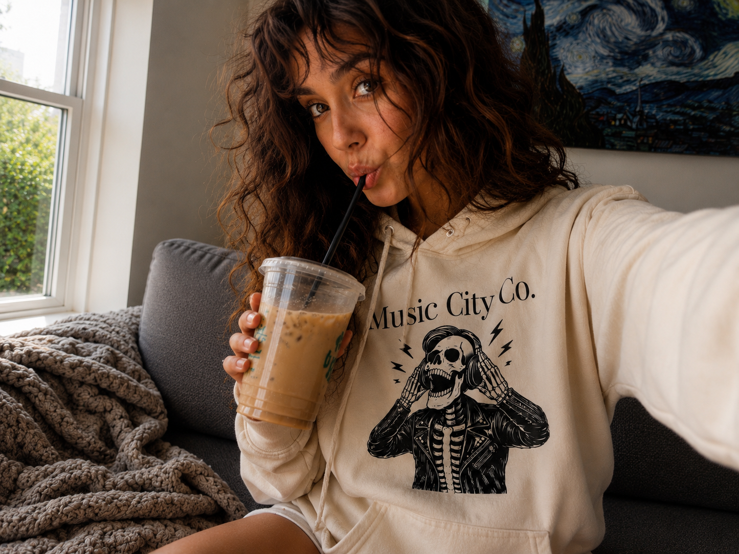 Music City Co. Brand Hoodie Headphone Skeleton — Premium Midweight Fleece Hoodie