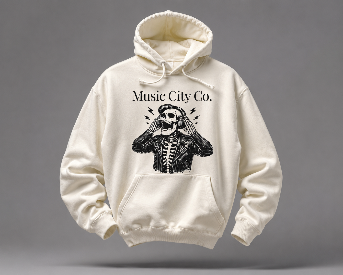 Music City Co. Brand Hoodie Headphone Skeleton — Premium Midweight Fleece Hoodie