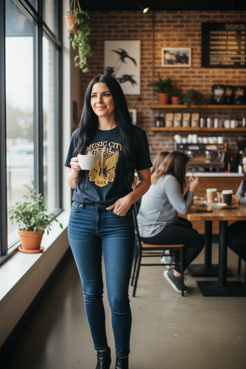 Music City Co. Brand Rock Wing Guitar Tee — Premium Garment-Dyed T-Shirt