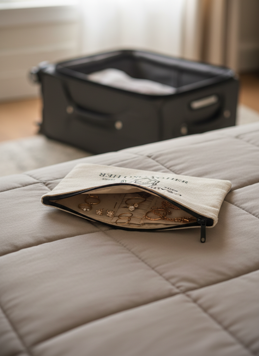 Drawn to Her Brand Canvas Zip Pouch – Minimal Line Art Logo Accessory