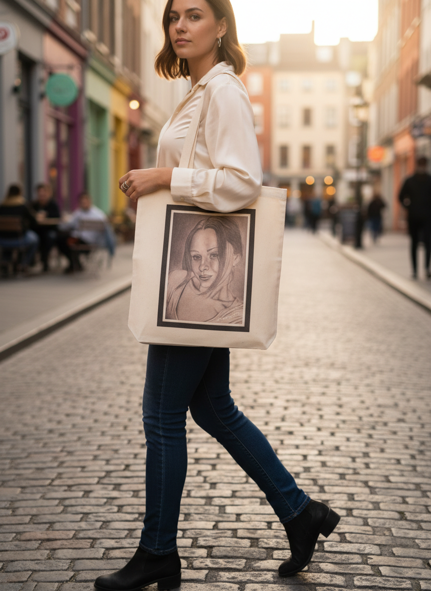 Person carrying Portrait Art Tote Bag