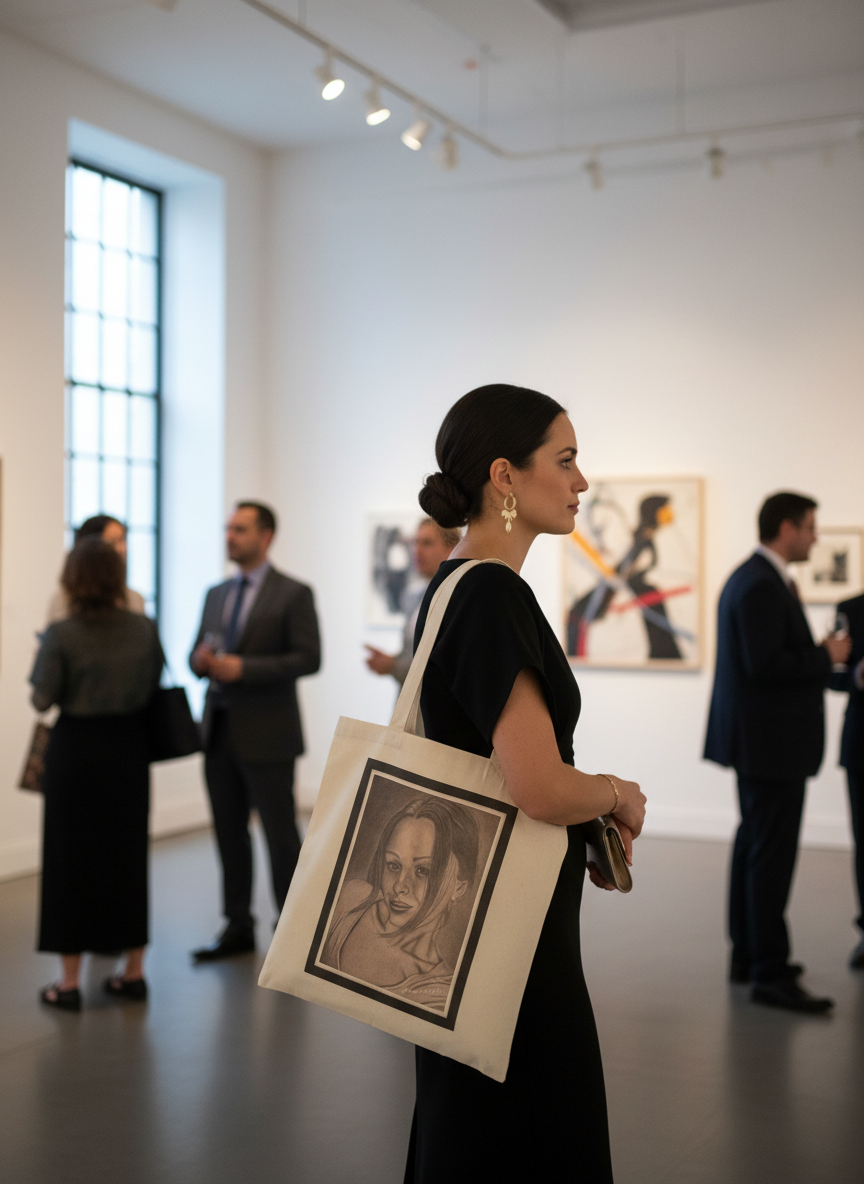 Portrait Art Tote Bag at art show