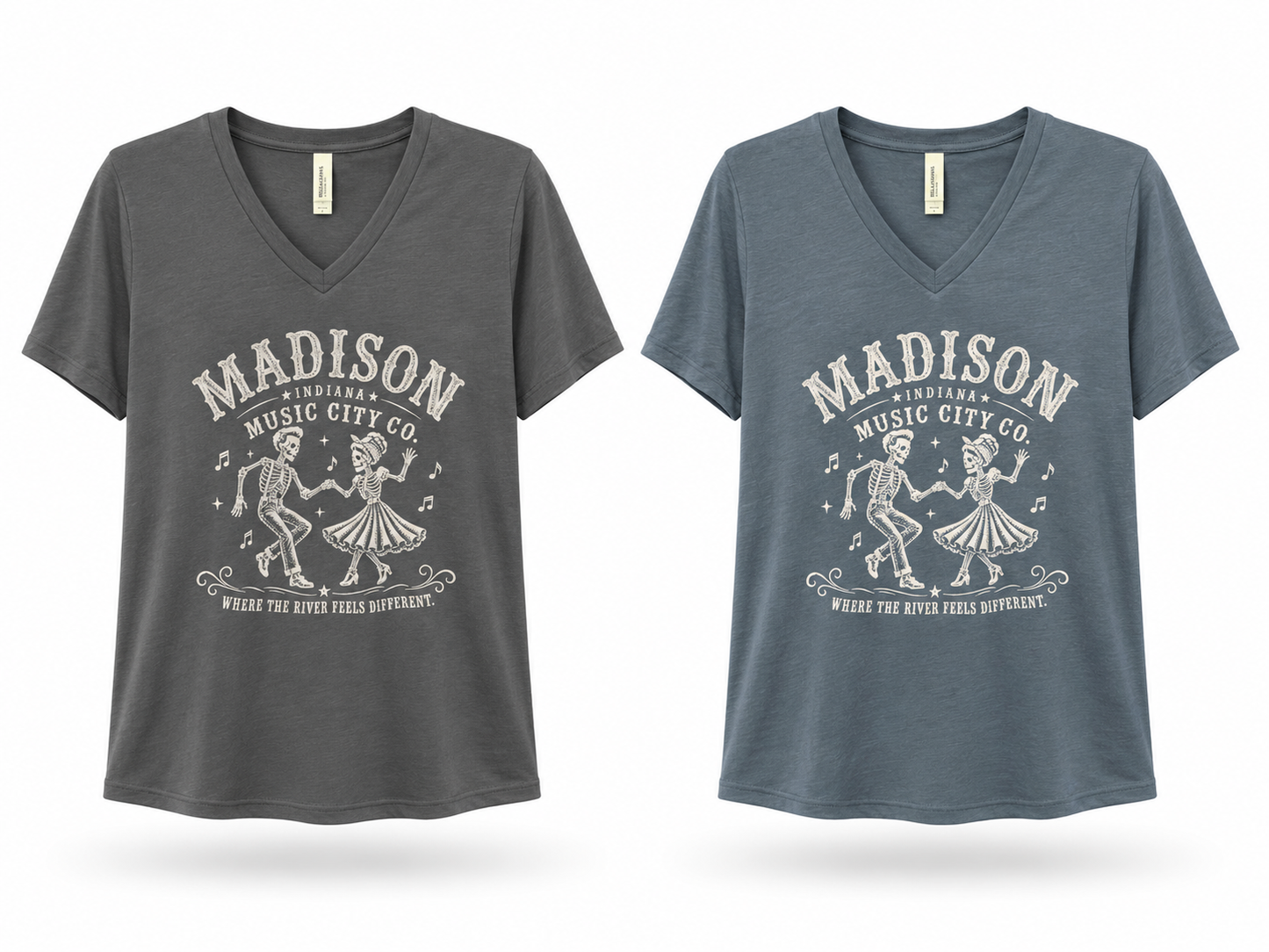 Authentic Ohio Valley — Music City Co. Brand Women's V-Neck T-Shirt — Where the River Feels Different