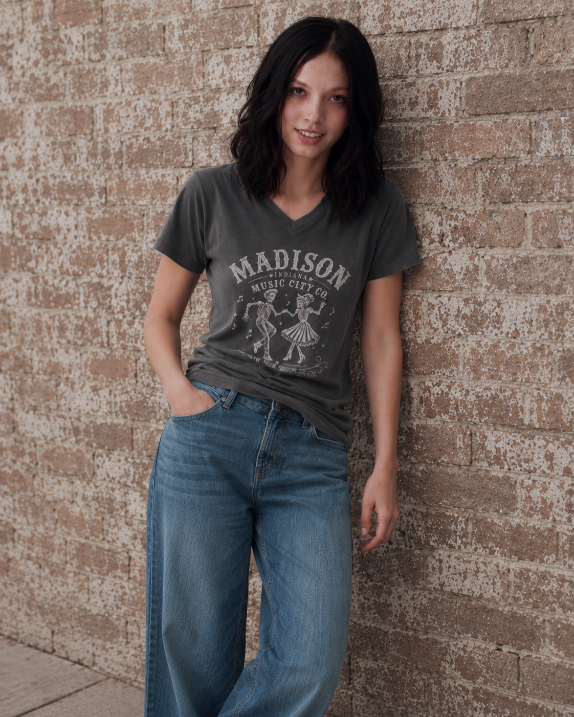 Authentic Ohio Valley — Music City Co. Brand Women's V-Neck T-Shirt — Where the River Feels Different